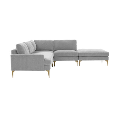 Lana Gray Velvet Large RAF Chaise Sectional