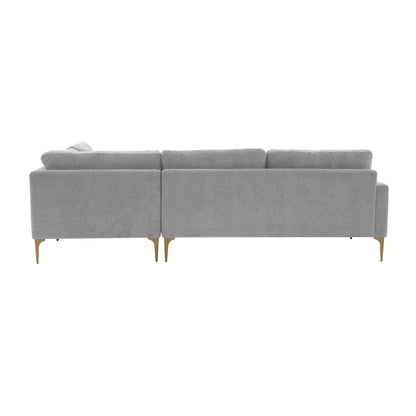 Lana Gray Velvet Large RAF Chaise Sectional