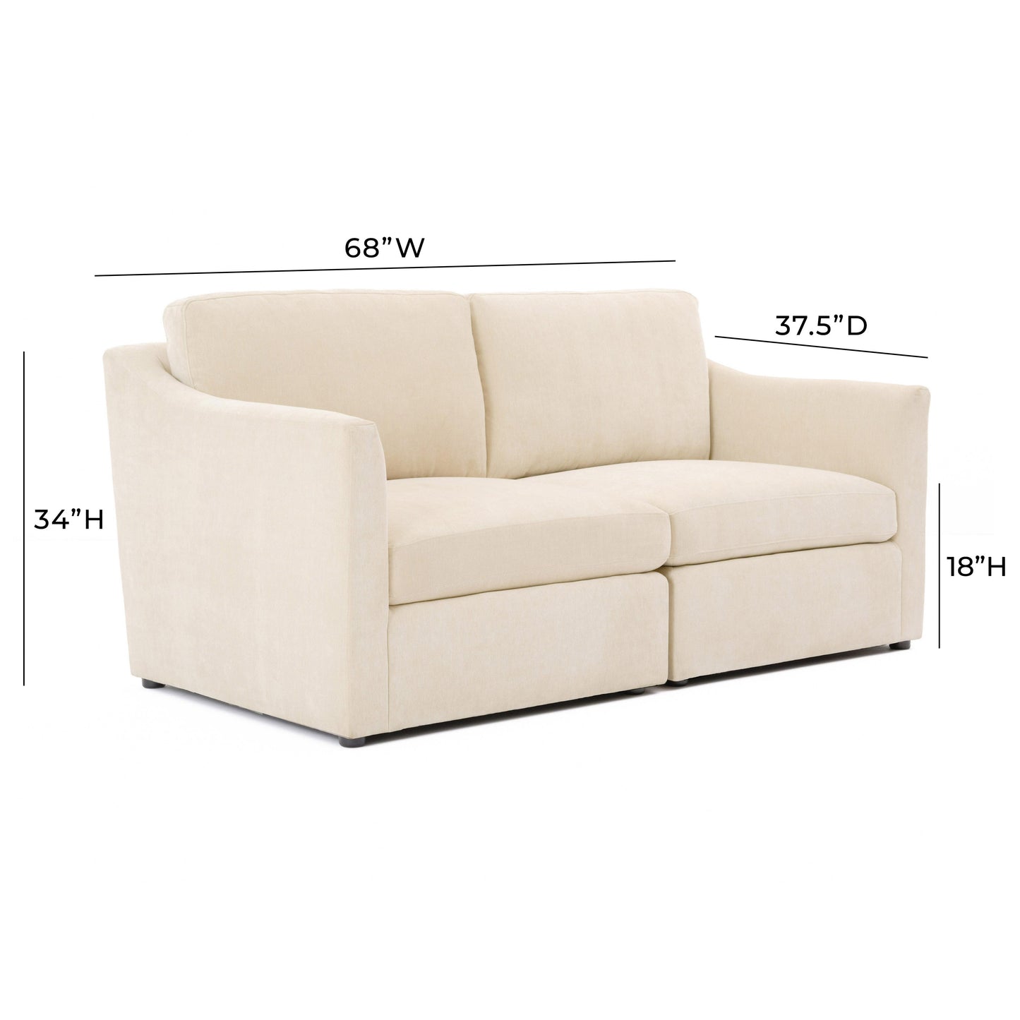 libre beige modular loveseat