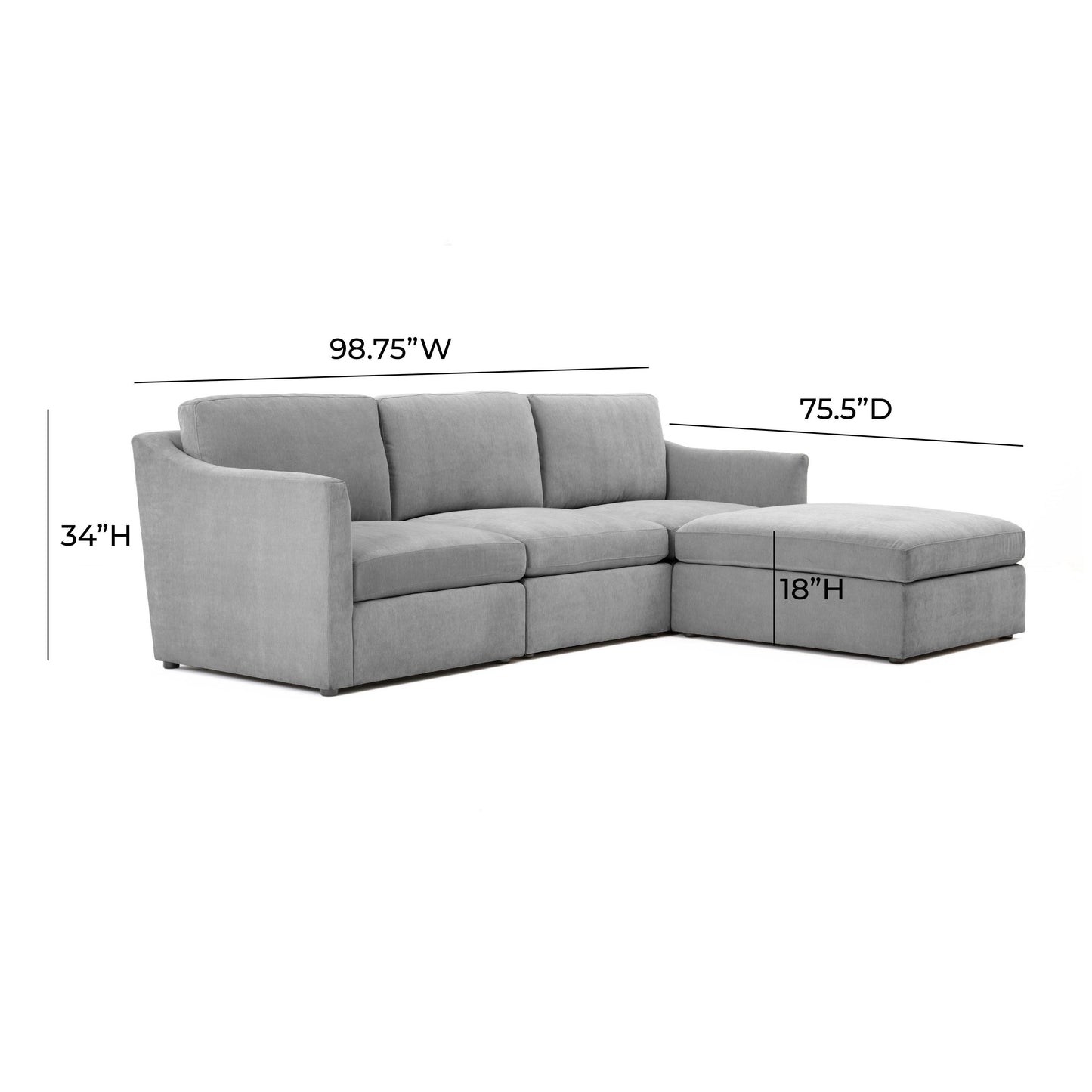 libre gray modular small chaise sectional