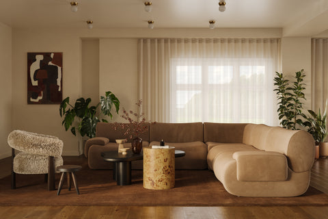 5-Piece Latte Brown Performance Velvet Modular L-Sectional - image 2