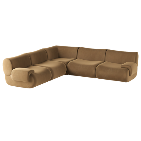 5-Piece Latte Brown Performance Velvet Modular L-Sectional - image 3
