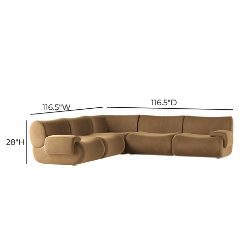 5-Piece Latte Brown Performance Velvet Modular L-Sectional - image 5