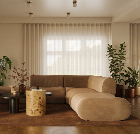 Latte Brown Performance Velvet Ottoman - image 2