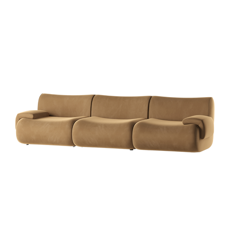  116.5" Latte Brown Performance Velvet Modular Sofa - image 3