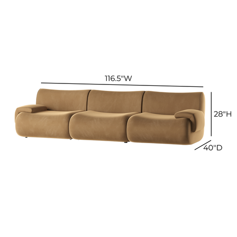  116.5" Latte Brown Performance Velvet Modular Sofa - image 5