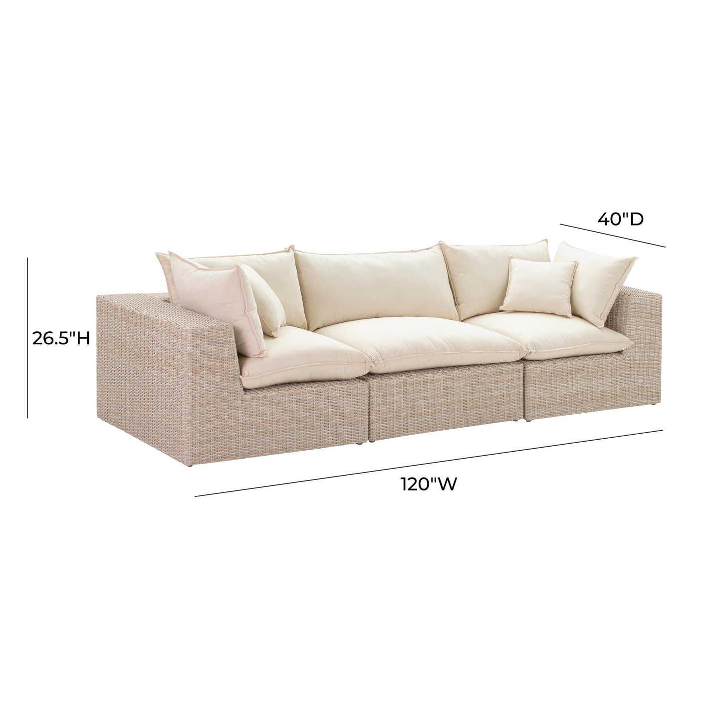 grace natural wicker outdoor modular sofa