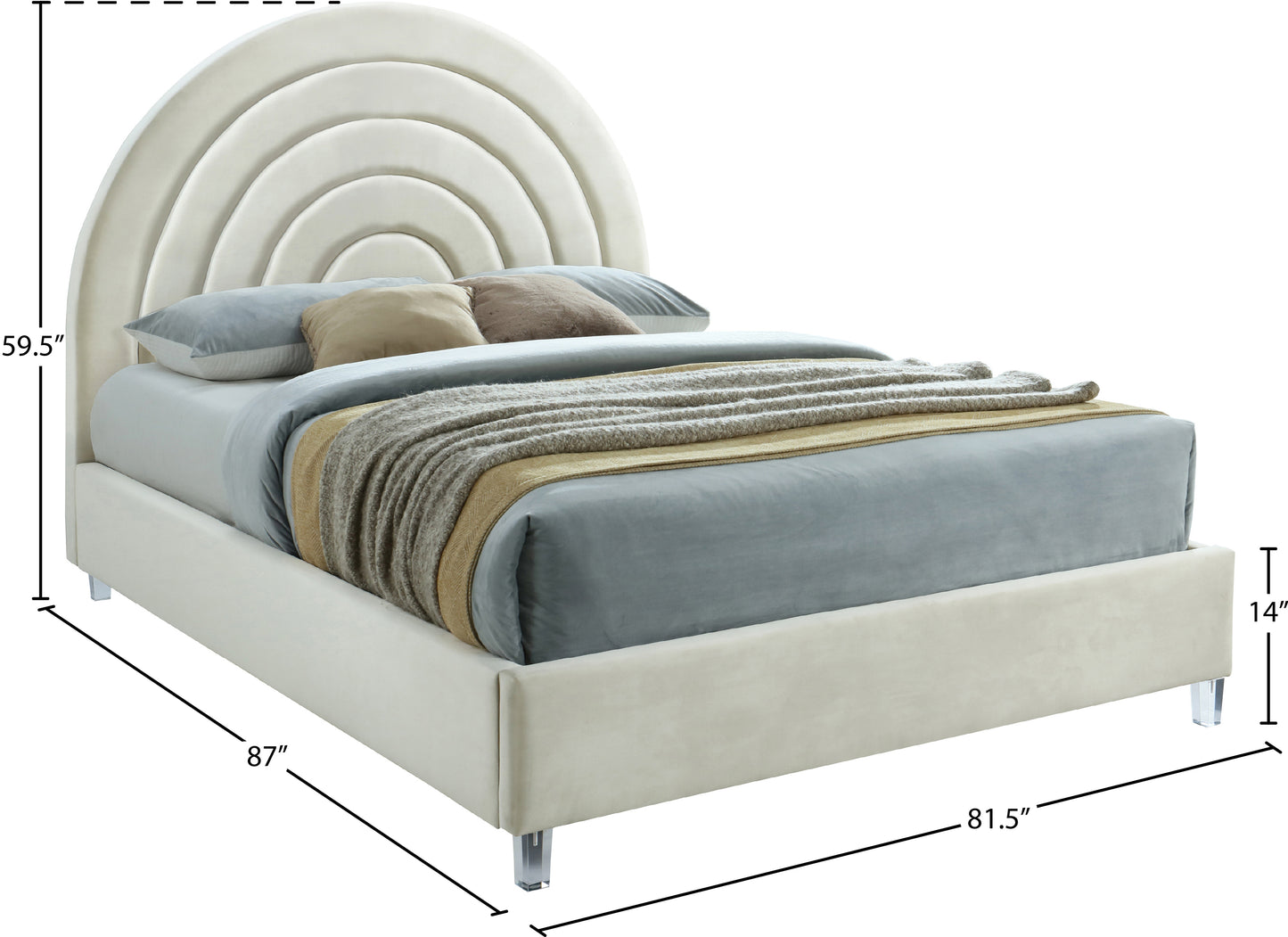 ariel cream velvet king bed k