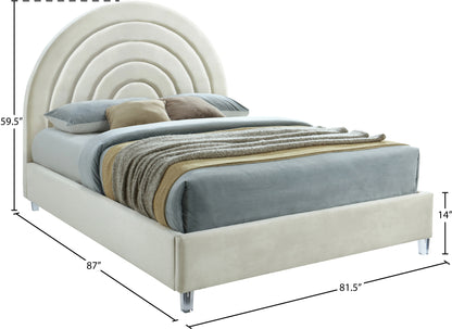 Ariel Cream Velvet King Bed K