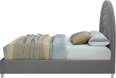 Ariel Grey Velvet Queen Bed Q