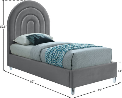 Ariel Grey Velvet Twin Bed T