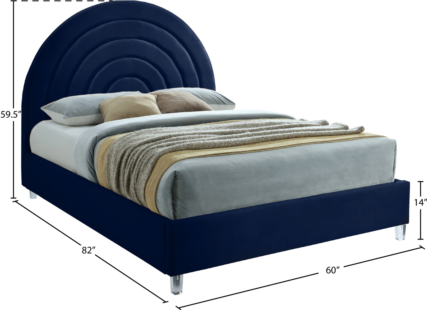 ariel navy velvet full bed f