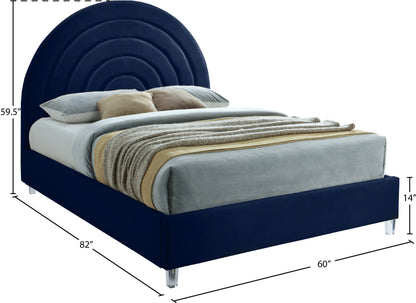 Ariel Navy Velvet Full Bed F