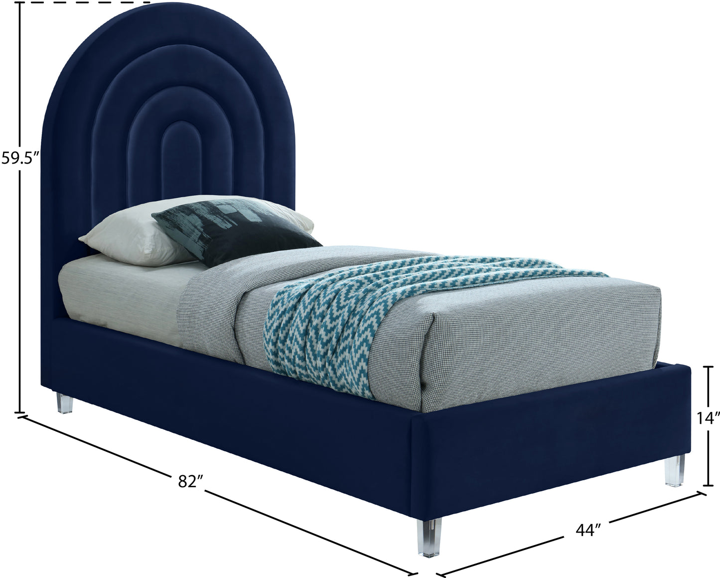 ariel navy velvet twin bed t