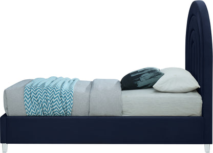 Ariel Navy Velvet Twin Bed T