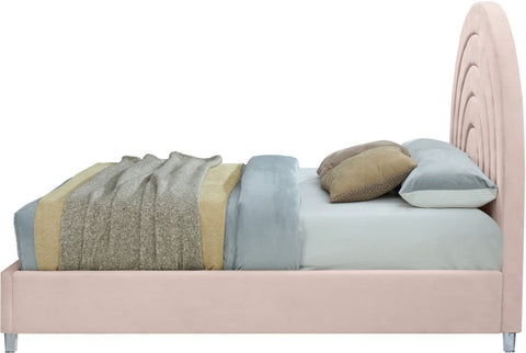 Ariel Pink Velvet Queen Bed Q