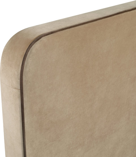 Mira Beige / Brown Velvet Upholstered Full Bed, 1 Piece