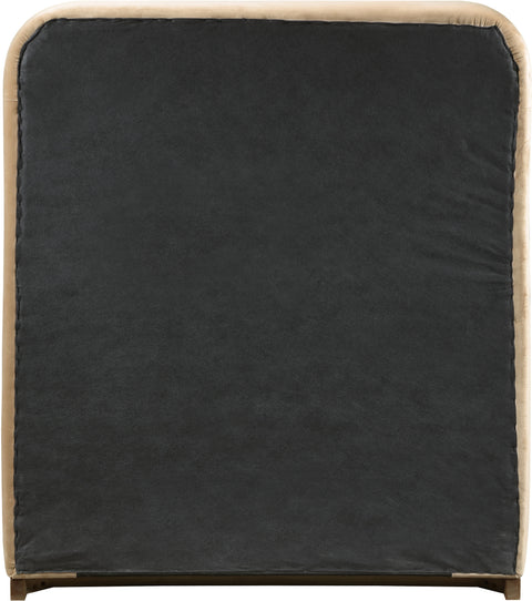 Mira Beige / Brown Velvet Upholstered Twin Bed, 1 Piece