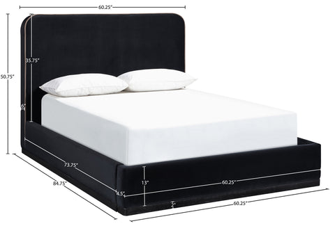 Mira Black / Taupe Velvet Upholstered Full Bed, 1 Piece
