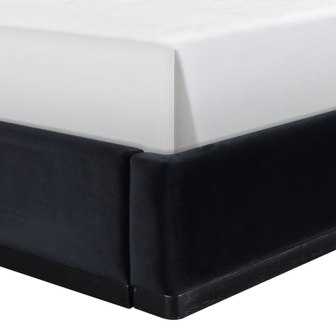 Mira Black / Taupe Velvet Upholstered Full Bed, 1 Piece