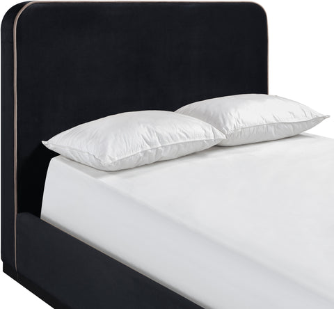 Mira Black / Taupe Velvet Upholstered Full Bed, 1 Piece