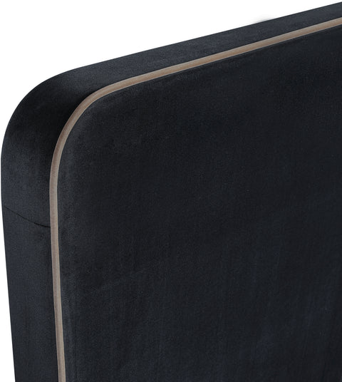 Mira Black / Taupe Velvet Upholstered Full Bed, 1 Piece