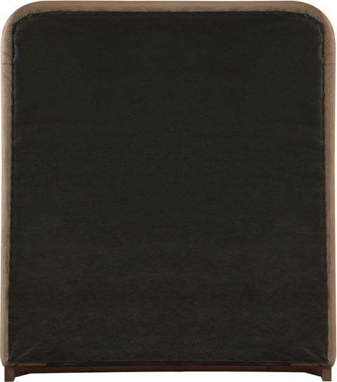 Mira Brown / Beige Velvet Upholstered Twin Bed, 1 Piece