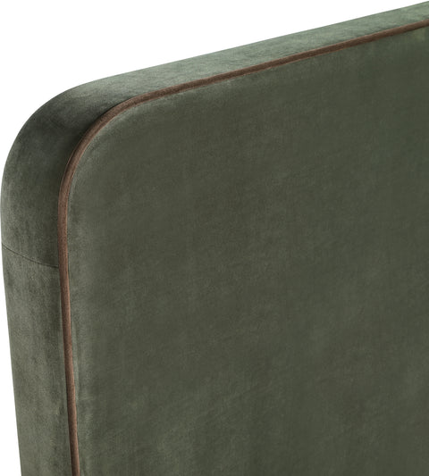 Mira Green / Brown Velvet Upholstered Full Bed, 1 Piece