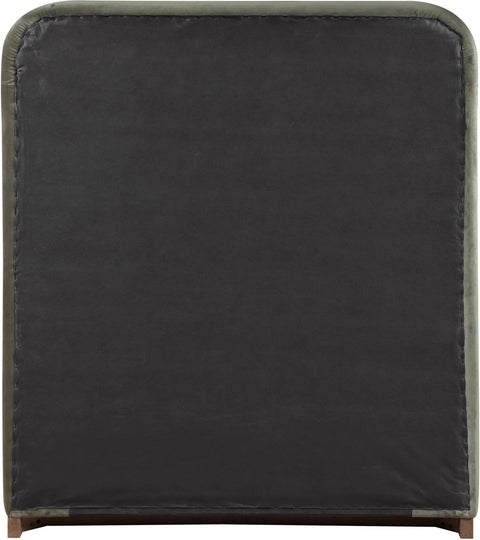 Mira Green / Brown Velvet Upholstered Twin Bed, 1 Piece