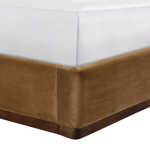 Mira Saddle / Brown Velvet Upholstered Full Bed, 1 Piece