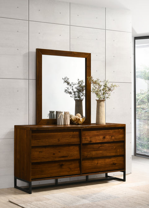Monroe 35" Antique Coffee Wood Frame Mirror, 1 Piece