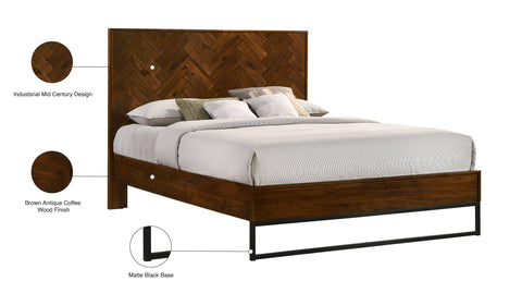 Monroe Antique Coffee Wood Queen Bed, 1 Piece