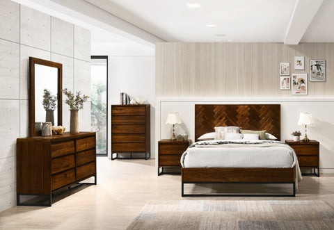 Monroe Antique Coffee Wood Queen Bed, 1 Piece