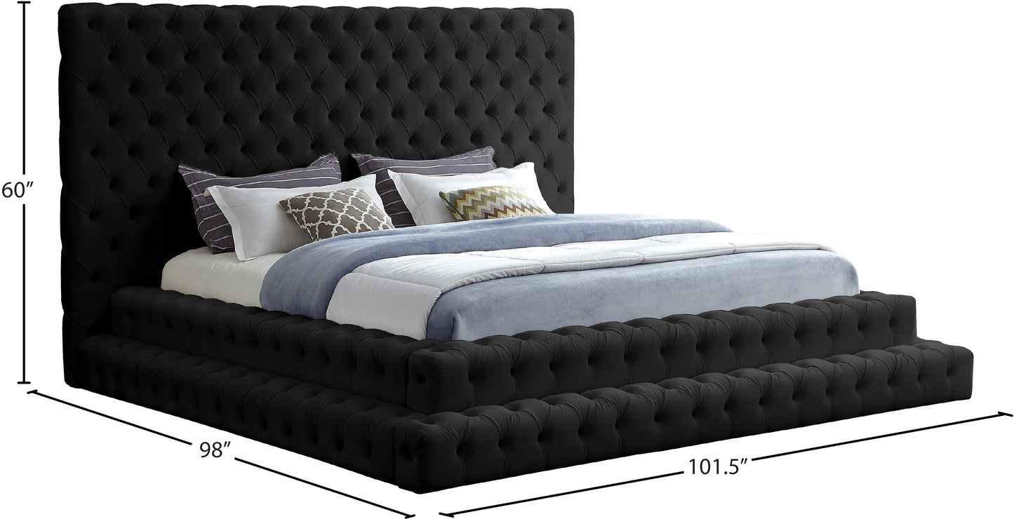 casey black velvet king bed (3 boxes) k