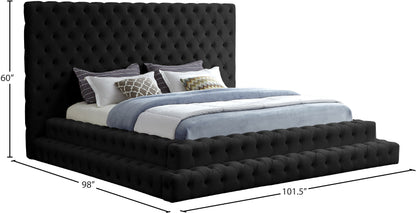 Casey Black Velvet King Bed (3 Boxes) K