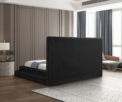 Casey Black Velvet King Bed (3 Boxes) K