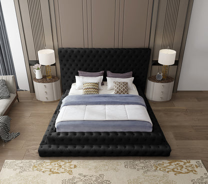 Casey Black Velvet King Bed (3 Boxes) K