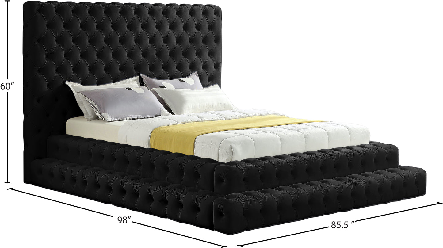 casey black velvet queen bed (3 boxes) q