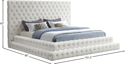 Casey Cream Velvet King Bed (3 Boxes) K