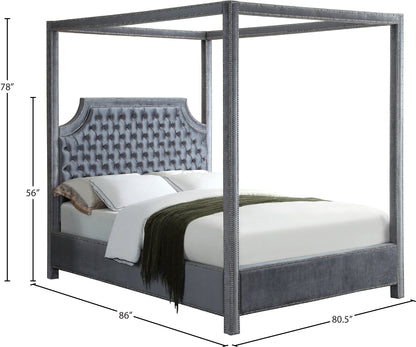 Luka Grey Velvet King Bed (3 Boxes) K