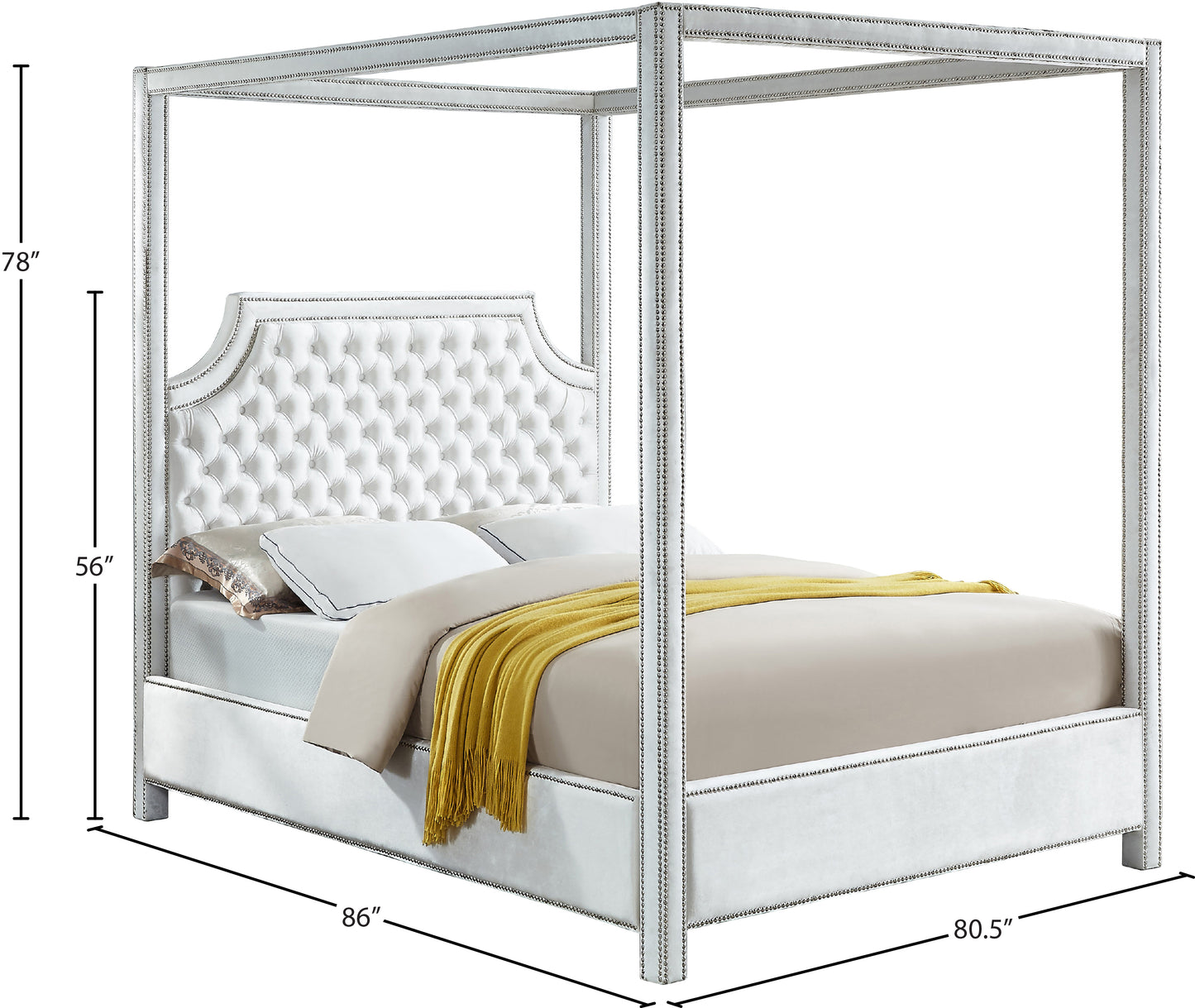 luka white velvet king bed (3 boxes) k