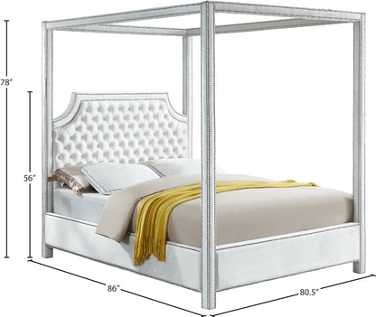 Luka White Velvet King Bed (3 Boxes) K