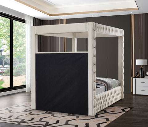 Creston Beige Velvet King Bed (4 Boxes) K