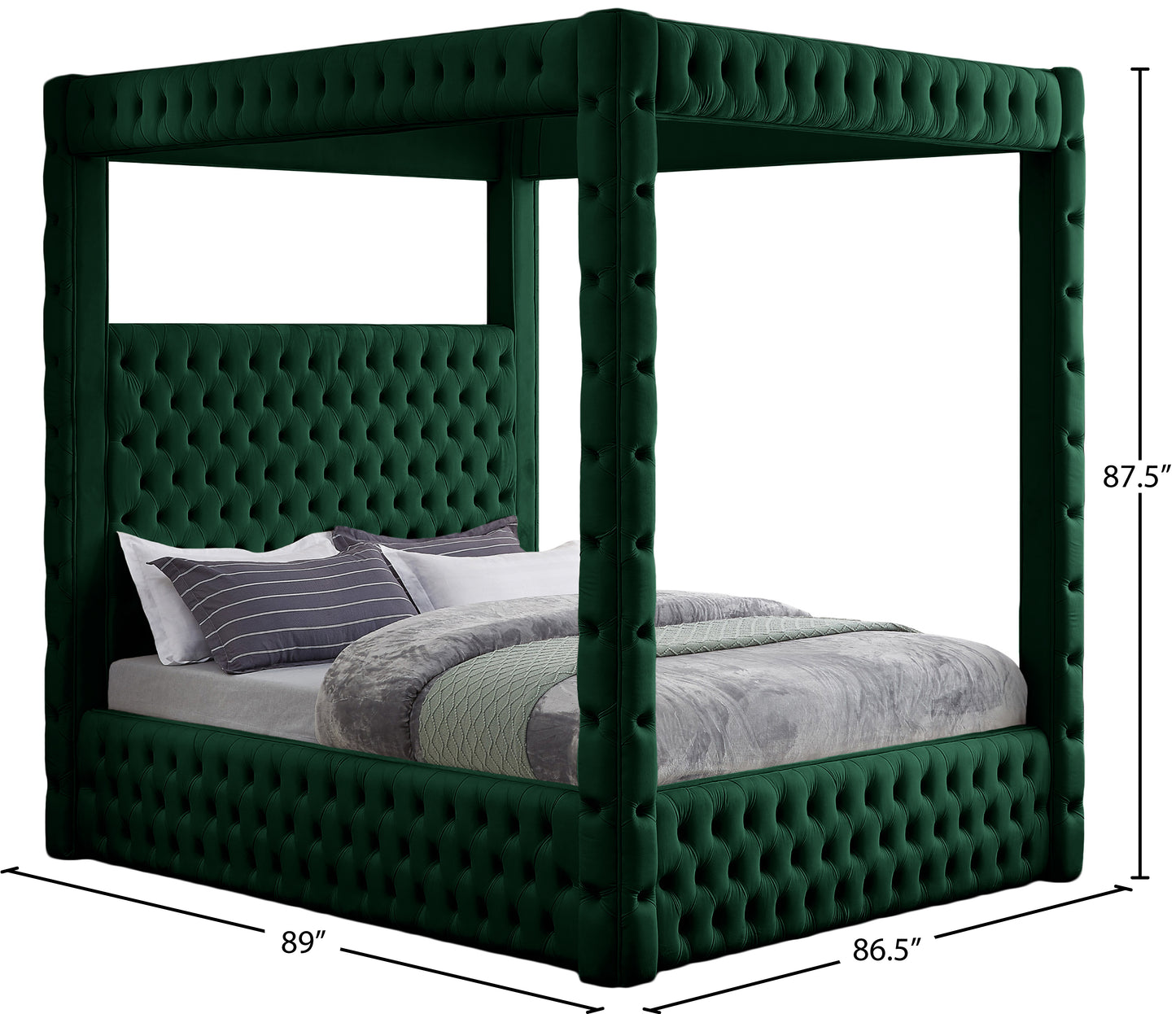 creston green velvet king bed (4 boxes) k