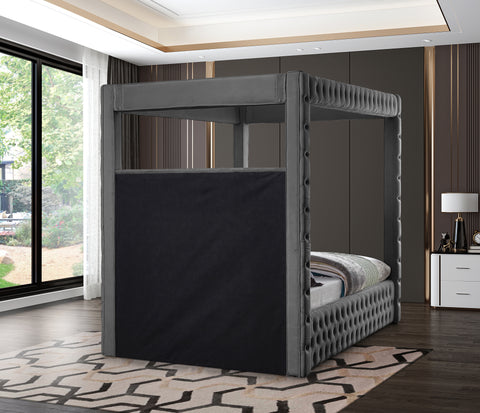 Creston Grey Velvet Queen Bed (4 Boxes) Q