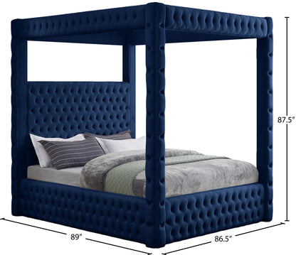 Creston Navy Velvet King Bed (4 Boxes) K