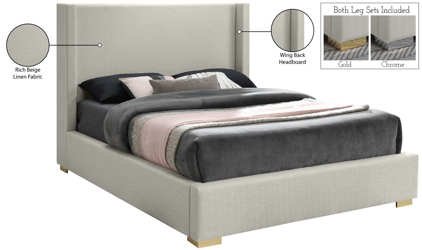 flair beige linen textured fabric full bed (3 boxes) f