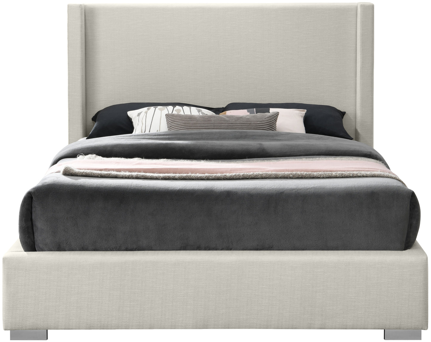 flair beige linen textured fabric full bed (3 boxes) f