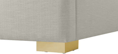 Flair Beige Linen Textured Fabric Queen Bed (3 Boxes) Q
