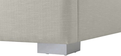 Flair Beige Linen Textured Fabric Queen Bed (3 Boxes) Q